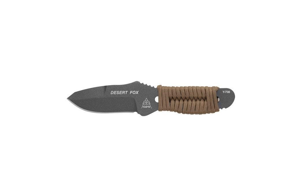 TOPS Knives Desert Fox Paracord Wrap Tactical Gray 1095HC - Knives.mx