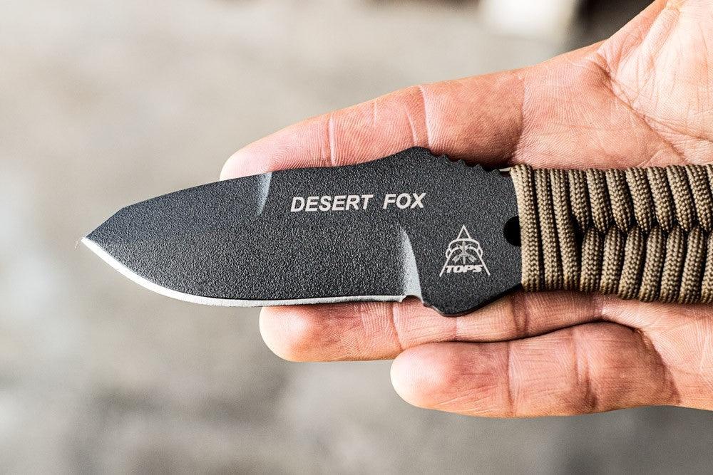 TOPS Knives Desert Fox Paracord Wrap Tactical Gray 1095HC - Knives.mx