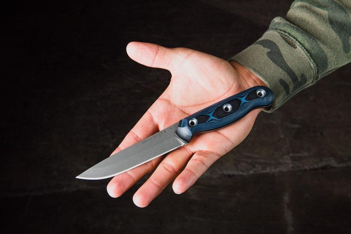 TOPS Knives Dicer 4 Steak Knife Blue/Black G10 Tumble CPM S35VN - Knives.mx