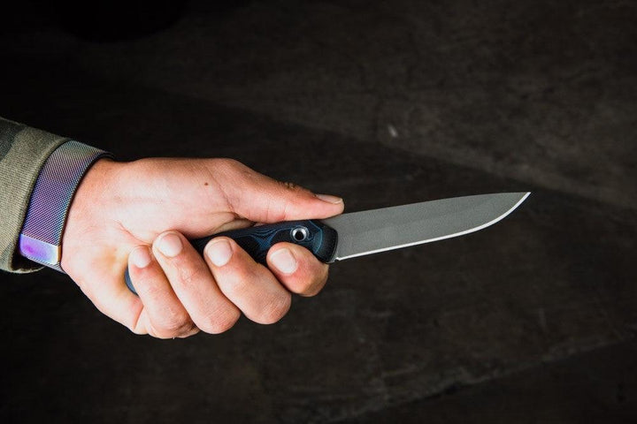 TOPS Knives Dicer 4 Steak Knife Blue/Black G10 Tumble CPM S35VN - Knives.mx