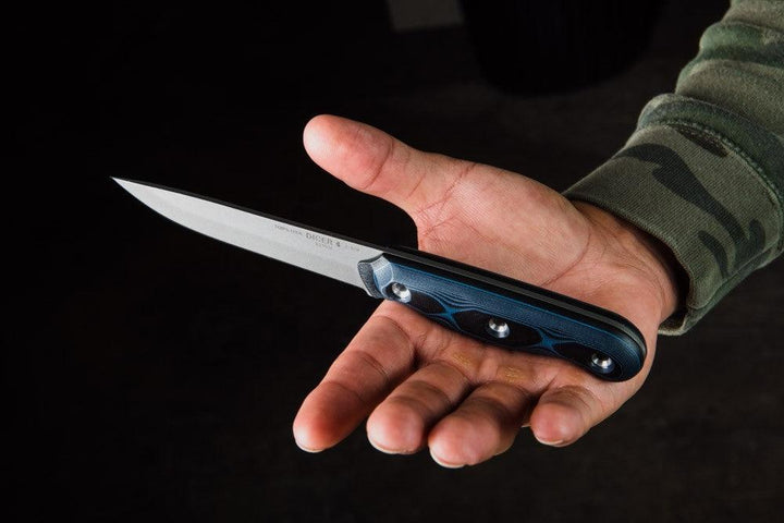 TOPS Knives Dicer 4 Steak Knife Blue/Black G10 Tumble CPM S35VN - Knives.mx