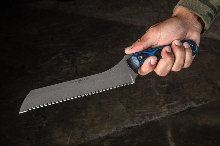 TOPS Knives Dicer 7 Bread Knife Blue/Black G10 Tumble CPM S35VN - Knives.mx