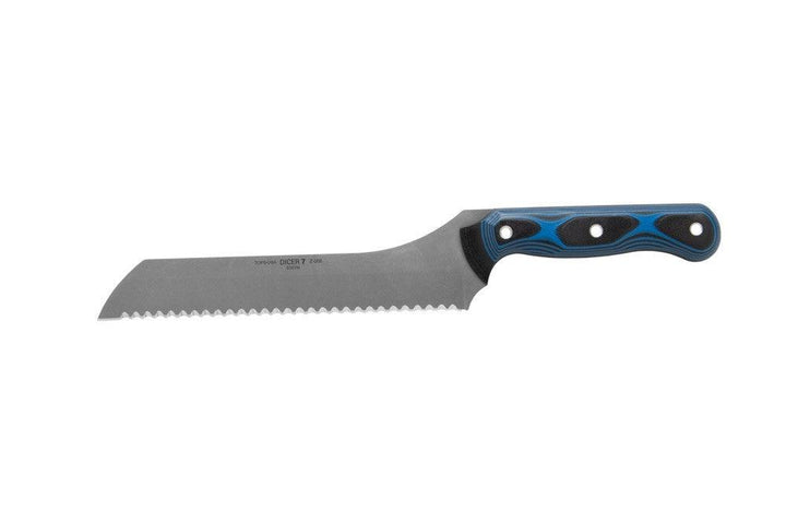 TOPS Knives Dicer 7 Bread Knife Blue/Black G10 Tumble CPM S35VN - Knives.mx