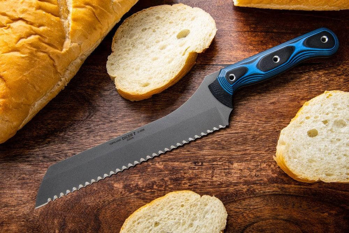 TOPS Knives Dicer 7 Bread Knife Blue/Black G10 Tumble CPM S35VN - Knives.mx