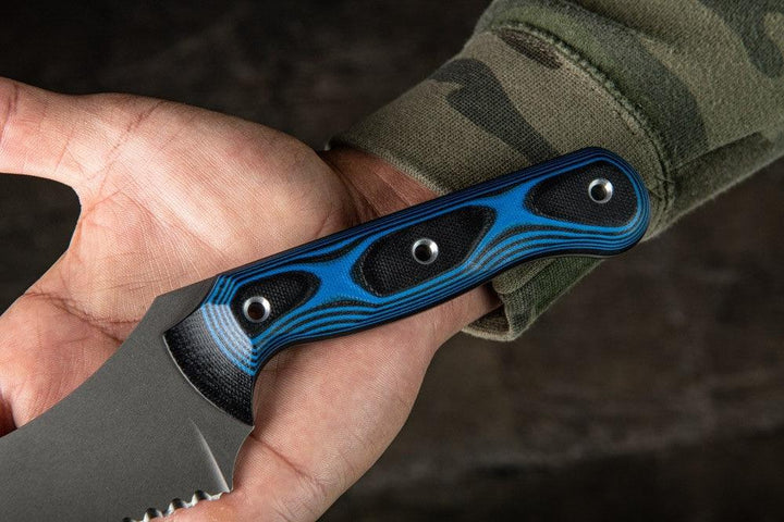 TOPS Knives Dicer 7 Bread Knife Blue/Black G10 Tumble CPM S35VN - Knives.mx