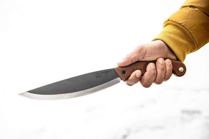 Tops Knives Earth Skills Knife Tan Canvas Micarta 1095HC - Knives.mx