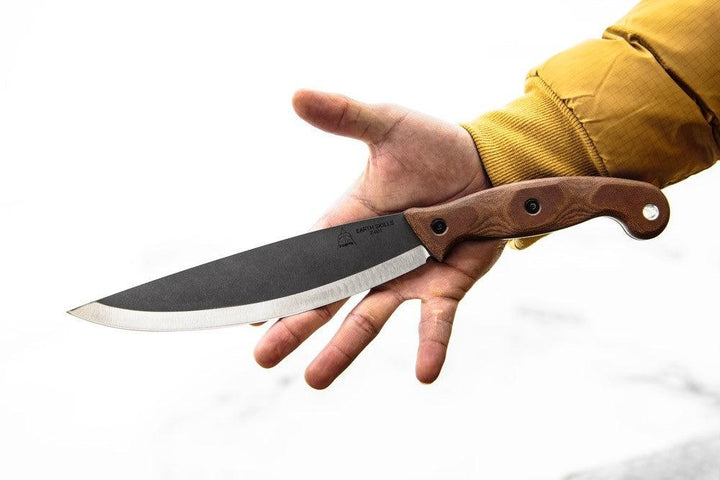 Tops Knives Earth Skills Knife Tan Canvas Micarta 1095HC - Knives.mx