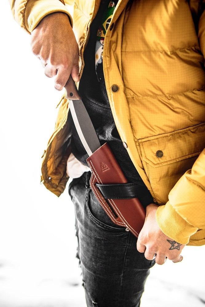 Tops Knives Earth Skills Knife Tan Canvas Micarta 1095HC - Knives.mx