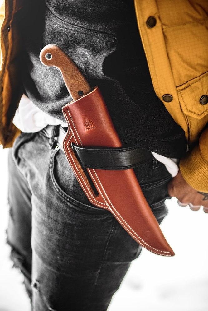 Tops Knives Earth Skills Knife Tan Canvas Micarta 1095HC - Knives.mx