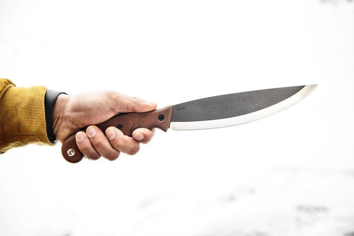 Tops Knives Earth Skills Knife Tan Canvas Micarta 1095HC - Knives.mx