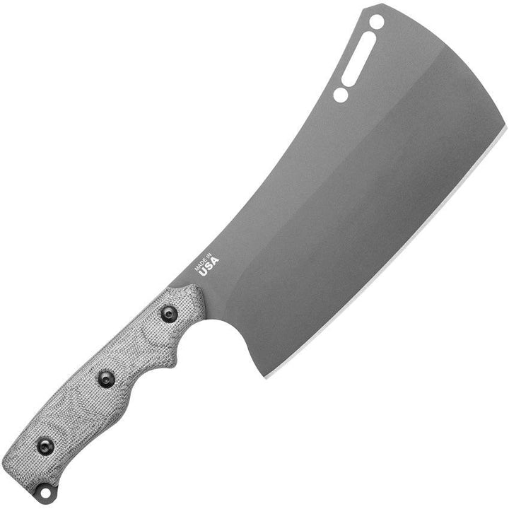 TOPS Knives El Chappo Cleaver Black Canvas Micarta Sniper Grey Coated 1095HC - Knives.mx