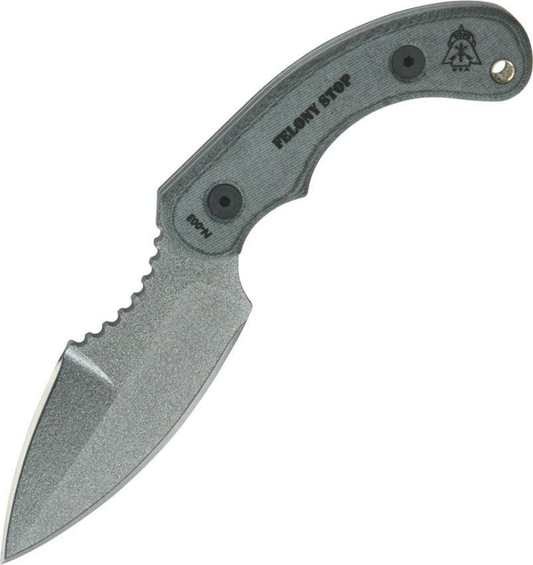 TOPS Knives Felony Stop Black Linen Micarta Tactical Gray 1095HC - Knives.mx