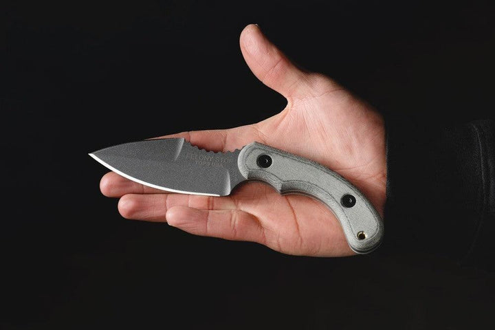 TOPS Knives Felony Stop Black Linen Micarta Tactical Gray 1095HC - Knives.mx