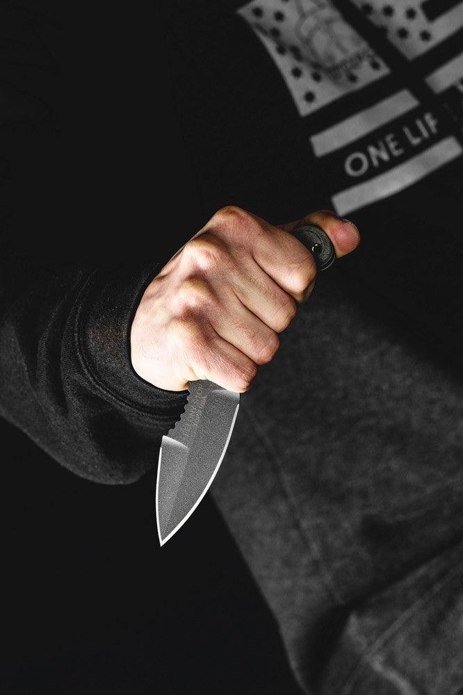 TOPS Knives Felony Stop Black Linen Micarta Tactical Gray 1095HC - Knives.mx