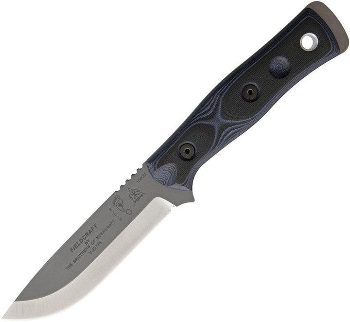 TOPS Knives Fieldcraft BOB Hunter Black & Blue Micarta Tumbled 154CM - Knives.mx