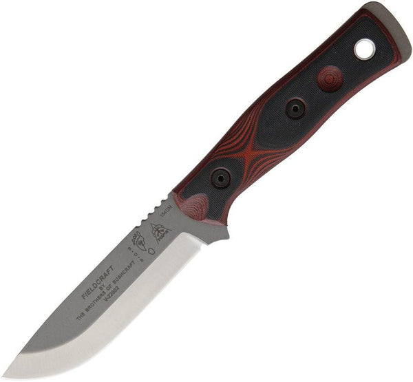 TOPS Knives Fieldcraft BOB Hunter Red & Black Micarta Tumbled 154CM - Knives.mx