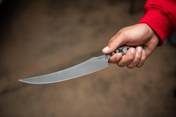 TOPS Knives Filet Tan/Black SureTouch G10 Tumble 154CM - Knives.mx