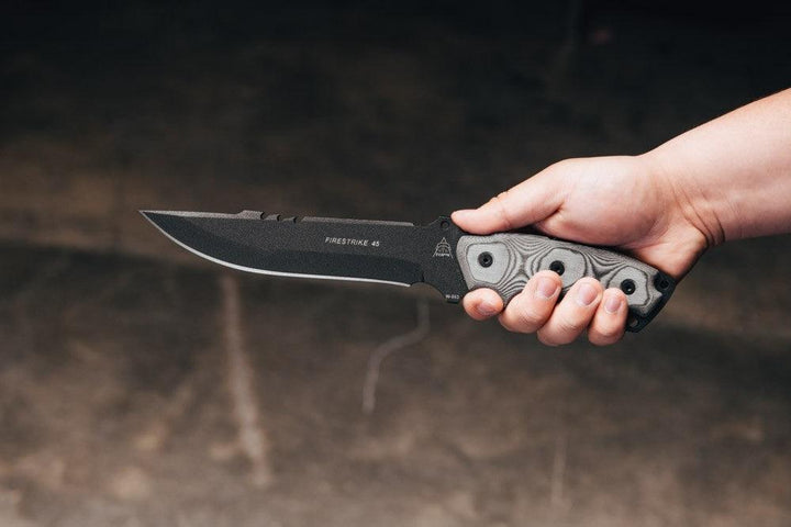 TOPS Knives Firestrike FS45 Combat Fixed 7" Black Linen Micarta 1095HC - Knives.mx