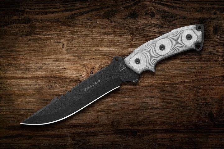 TOPS Knives Firestrike FS45 Combat Fixed 7" Black Linen Micarta 1095HC - Knives.mx