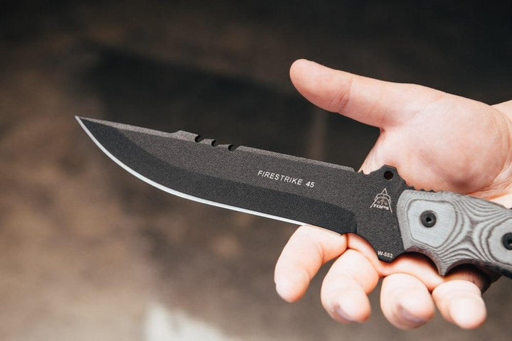 TOPS Knives Firestrike FS45 Combat Fixed 7" Black Linen Micarta 1095HC - Knives.mx