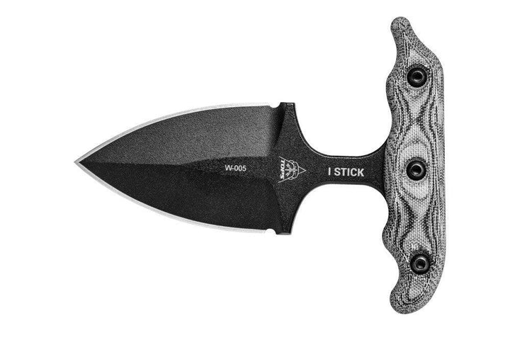 TOPS Knives I-Stick Push Dagger Black Canvas Micarta Traction Coating 1075HC - Knives.mx