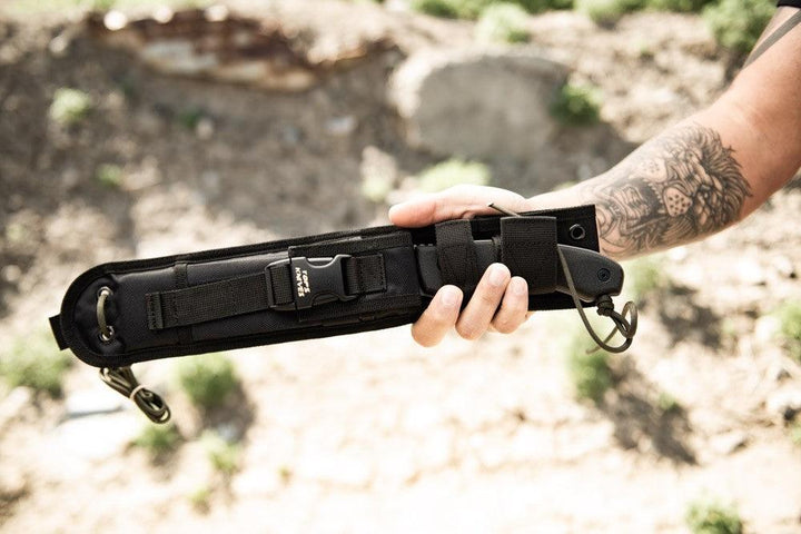 TOPS Knives Longhorn Bowie Black Linen Micarta Black River Wash 1095HC - Knives.mx