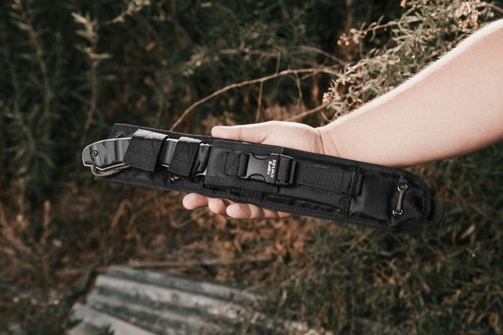 TOPS Knives Longhorn Bowie Black Linen Micarta Rocky Mountain Tread River Wash 1095HC - Knives.mx