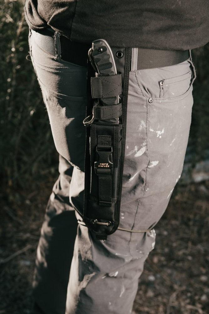 TOPS Knives Longhorn Bowie Black Linen Micarta Rocky Mountain Tread River Wash 1095HC - Knives.mx