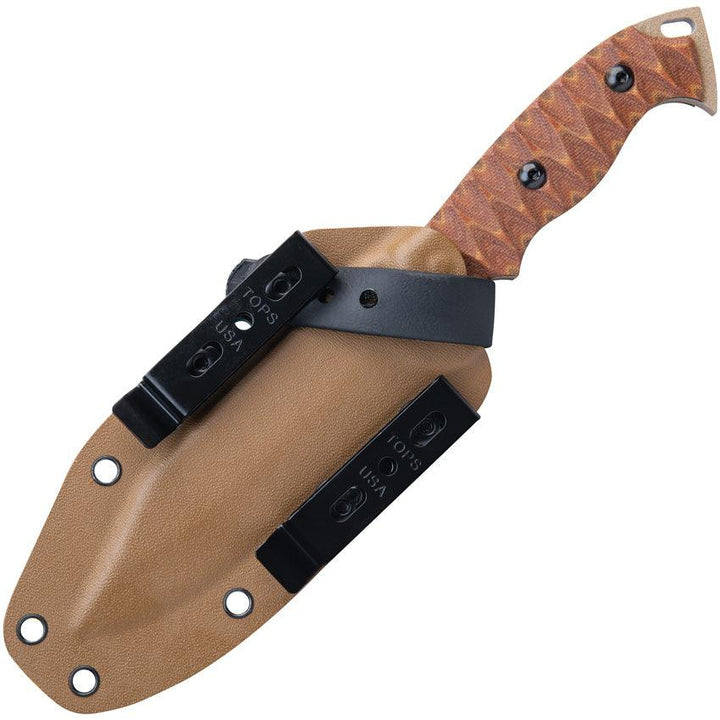 TOPS Knives M-PAT Fixed Blade Tan Canvas Micarta Coyote Coated 1095HC - Knives.mx