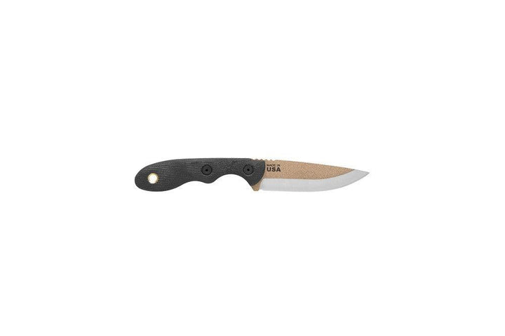 TOPS Knives Mini Scandi Knife Black Canvas Micarta Tan 1095HC - Knives.mx