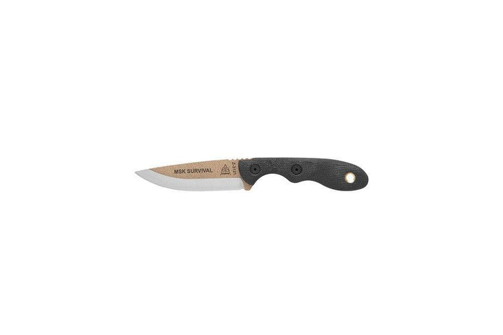 TOPS Knives Mini Scandi Knife Black Canvas Micarta Tan 1095HC - Knives.mx