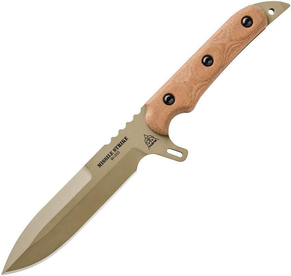 TOPS Knives Missile Strike Tan Canvas Micarta Coyote Tan Coating Spear 1095HC - Knives.mx