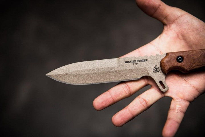 TOPS Knives Missile Strike Tan Canvas Micarta Coyote Tan Coating Spear 1095HC - Knives.mx