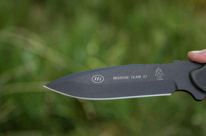 TOPS Knives Mission Team 21 Green/Black G10 1095HC - Knives.mx