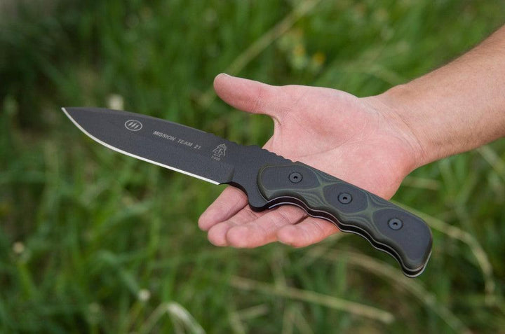 TOPS Knives Mission Team 21 Green/Black G10 1095HC - Knives.mx