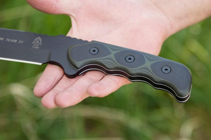 TOPS Knives Mission Team 21 Green/Black G10 1095HC - Knives.mx