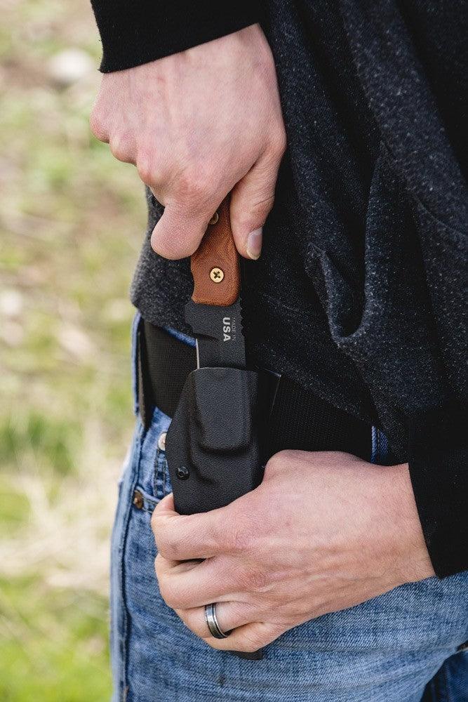 TOPS Knives Overlander 2 Tan Canvas Micarta Black Traction Coating 1095HC - Knives.mx