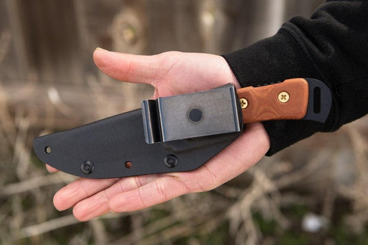 TOPS Knives Overlander 2 Tan Canvas Micarta Black Traction Coating 1095HC - Knives.mx