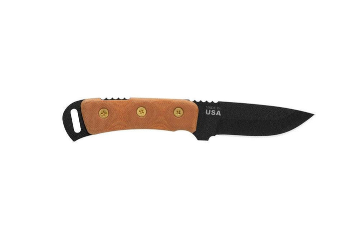 TOPS Knives Overlander 2 Tan Canvas Micarta Black Traction Coating 1095HC - Knives.mx