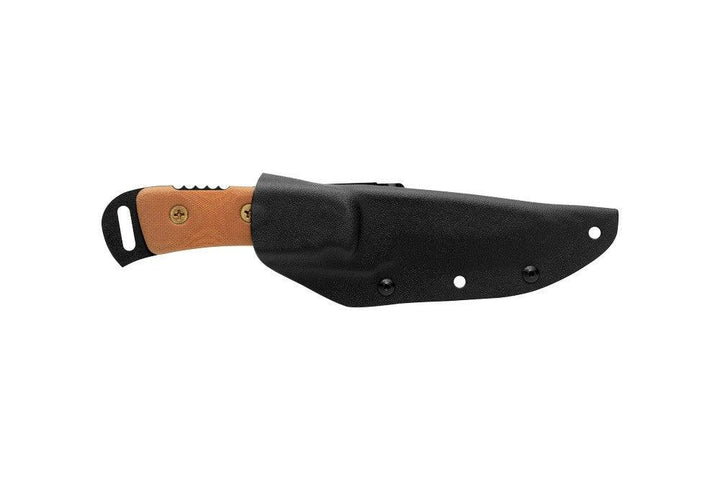 TOPS Knives Overlander 2 Tan Canvas Micarta Black Traction Coating 1095HC - Knives.mx