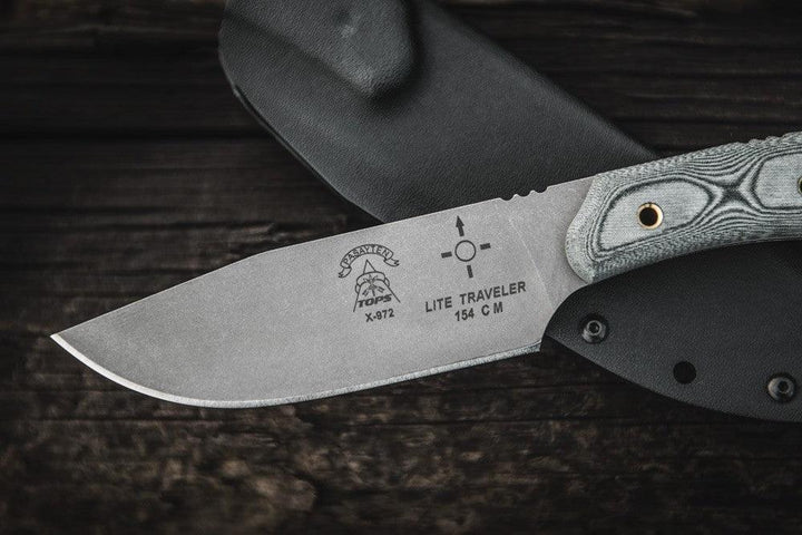 TOPS Knives Pasayten Lite Traveller Black Linen Micarta 154cm - Knives.mx