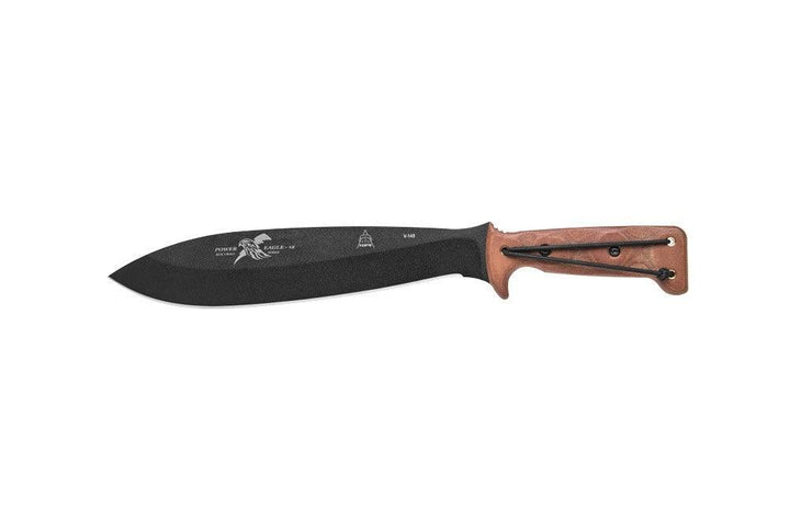 TOPS Knives Power Eagle 12 Tan Canvas Micarta Black Traction Coating 1095HC - Knives.mx