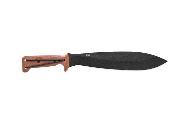 TOPS Knives Power Eagle 12 Tan Canvas Micarta Black Traction Coating 1095HC - Knives.mx