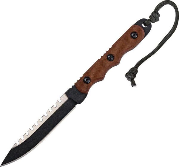 TOPS Knives Ranger Bootlegger 2 Tan Canvas Micarta Black Traction Coating 1095HC - Knives.mx