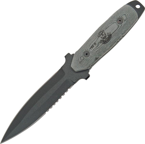TOPS Knives Rangers Edge Black Linen Micarta Black Traction Coating 1095HC - Knives.mx