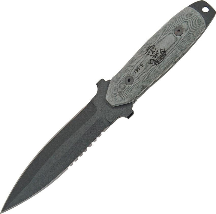 TOPS Knives Rangers Edge Black Linen Micarta Black Traction Coating 1095HC - Knives.mx