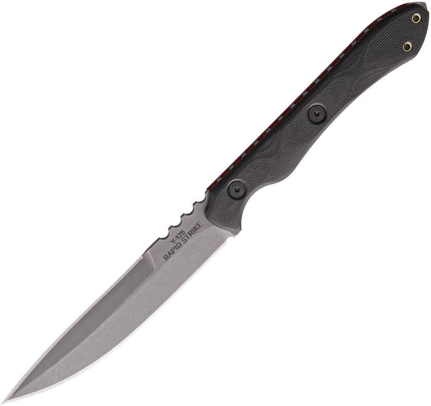 TOPS Knives Rapid Strike Black G10 Double Edge Tumbled 154CM - Knives.mx