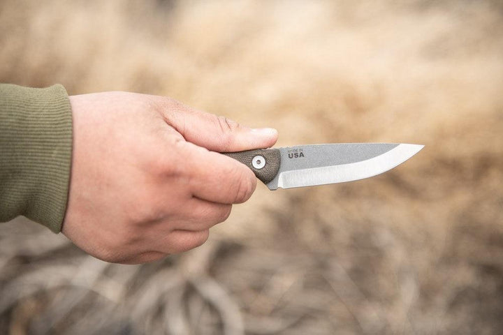 TOPS Knives Scandi Trekker Green Canvas Micarta Tumble 1095HC - Knives.mx