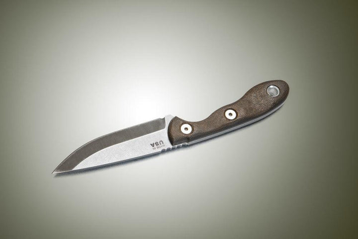 TOPS Knives Scandi Trekker Green Canvas Micarta Tumble 1095HC - Knives.mx