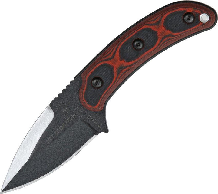 TOPS Knives Sgt Scorpion Red & Black Micarta Traction Coated 1095HC - Knives.mx